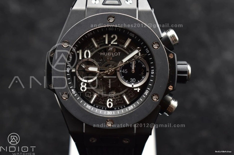 A 893 Black Rubber ZF Edition Skeleton on Dial Bang Strap Hublot BestValue 1:1 Unico Best Black Big Full 0105